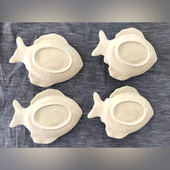 4 Fitz and Floyd Fish Individual Shrimp/Seafood Cocktail With Dip Plates - Picture 2 of 16